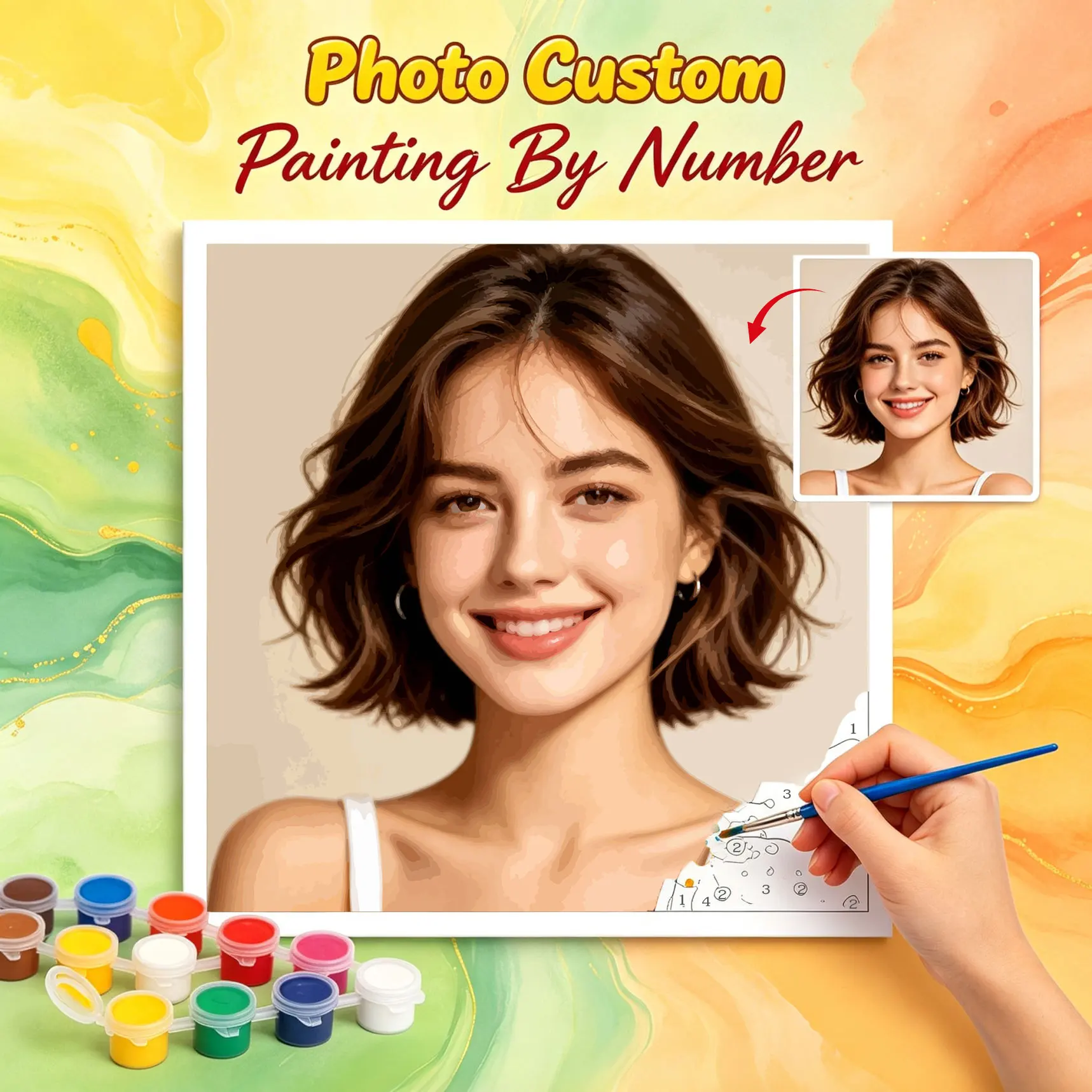 Huacan 24/36/48 Colors Painting By Numbers Personality Photo Customized DIY Picture Drawing Coloring by Numbers Handmade Gift