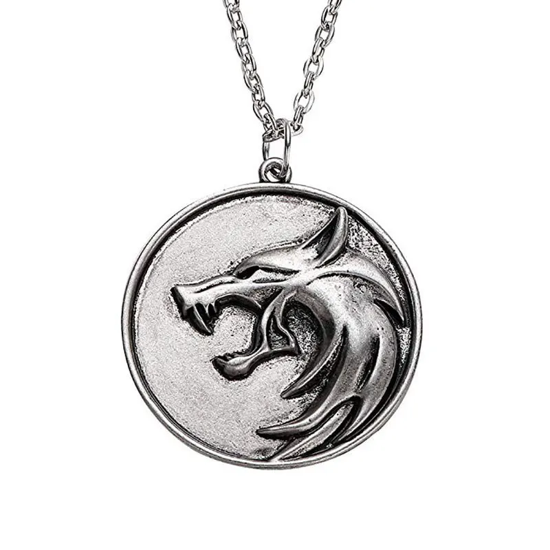 Zinc Alloy Wolf Head Pendant Vintage Men Necklace