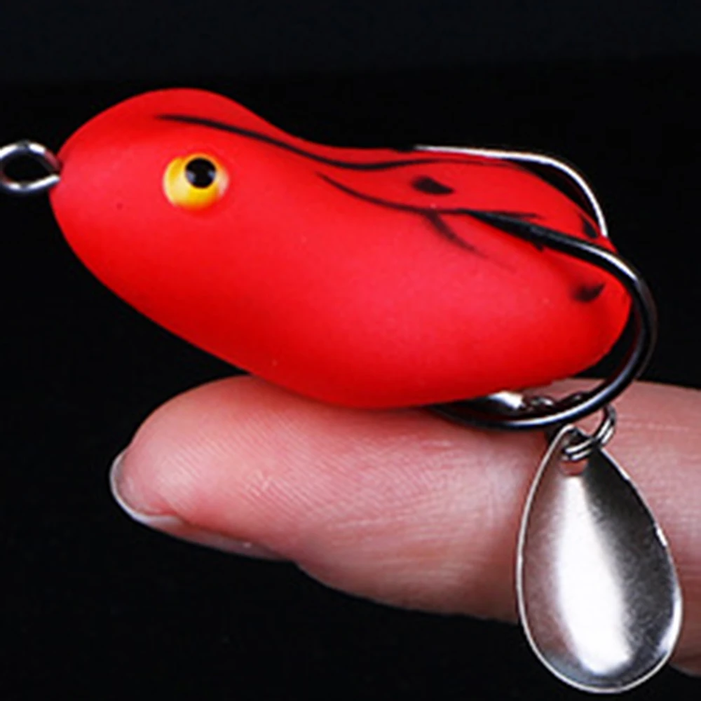 

Mini Fishing Lure 4.5cm 7g Soft Frog Bait Topwater Wobblers Swimbait with Double Hook Metal Sequin Spinner Micro Bait