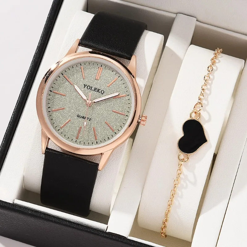 2pcs Set Women Watches Brand Luxury Fashion Wrist Watch Reloj Mujer Leather Watch Ladies Quartz Wristwatches Relogio Feminino