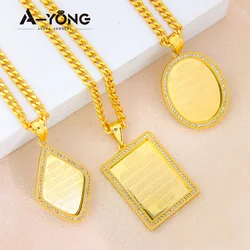 Saudi Muslim Gold Plated Pendant 21k Gold Plated Arab Islamic Fashion Religious Pendants Dubai Luxury Event Party Jewelry