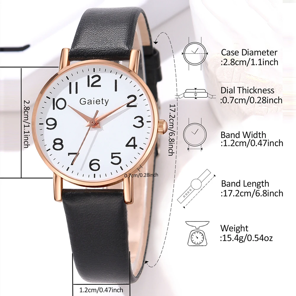 GAIETY Couple Minimalist Style Arabic Numerals White Dial Watch Casual Fashion Quartz Watch Is The Perfect Gift For Her(No Box)