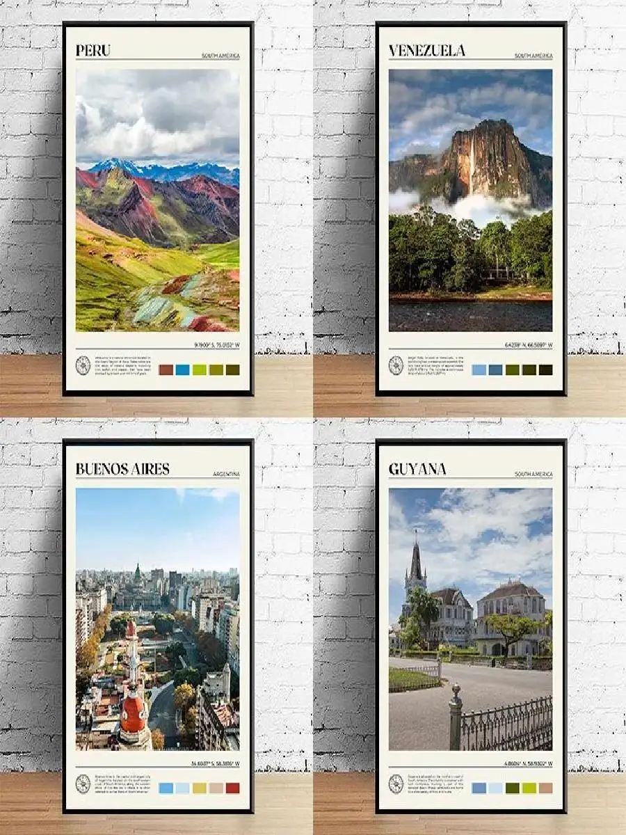 بوليفيا فنزويلا باتاغونيا ذات المناظر الطبيعية الخلابة السفر المشارك قماش اللوحة التصوير جدار الفن لمكتب ديكور المنزل