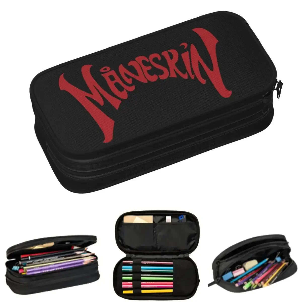 

Maneskin Red Logo Pencil Cases for Students Gifts Pen Box Pencil Bag Large Storage Pencil Pouch Pen Holder
