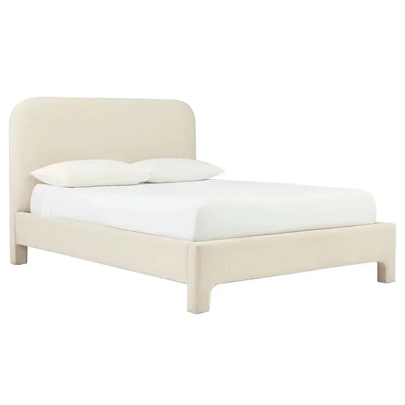

American Bedroom Fabric Bed Nordic Light Luxury Small Apartment 1.8 M Bed in Master Bedroom French Cream Style Girl Bed