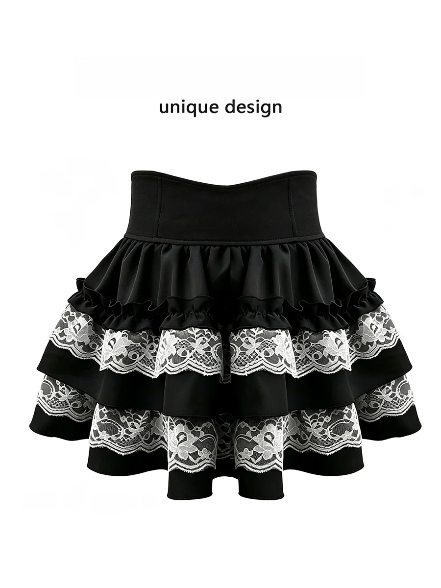 

High Waist Puffy Short Skirt Macaron Waist Caking Effect Long Leg Illusion Layered Cake Style Ballet Skirt Women's Fashion
