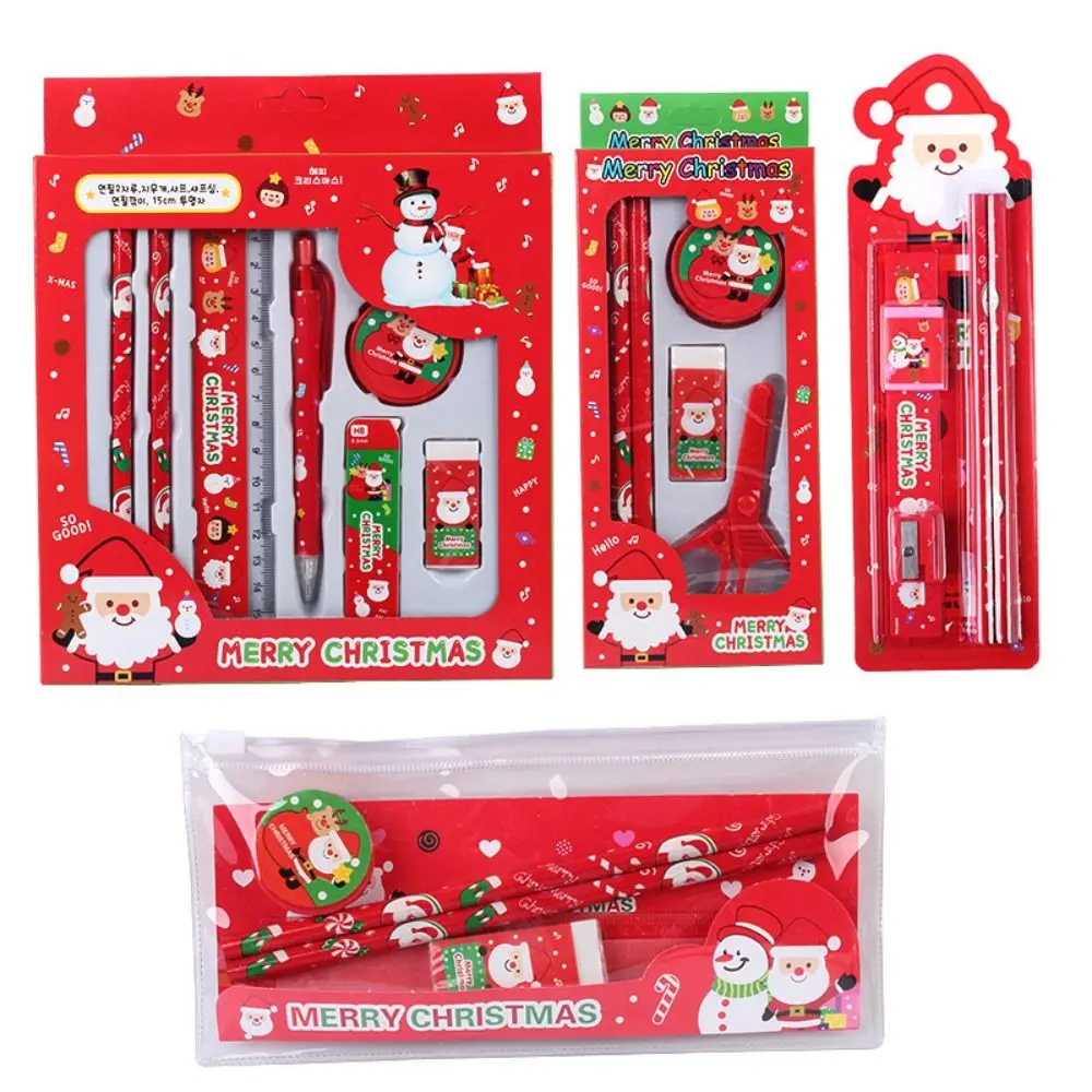 

Student Gift Box Christmas Stationery Set Memo Pads Pencil Christmas Pencils Eraser Cartoon Kids Christmas Stationery Gifts