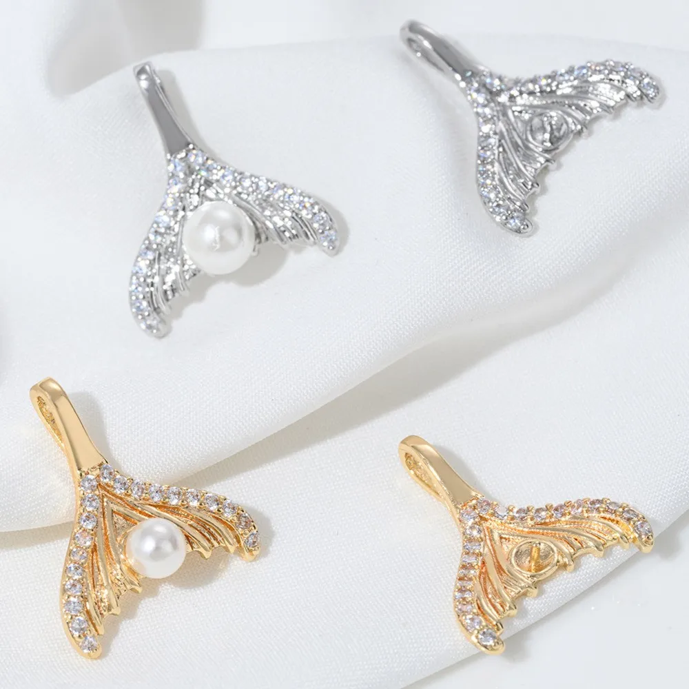 

14K Gold-inlaid Zircon Fishtail Pendant Sticky Pearl Necklace Bead Tray Handmade Diy Beaded Bracelet Jewelry Accessories Materia