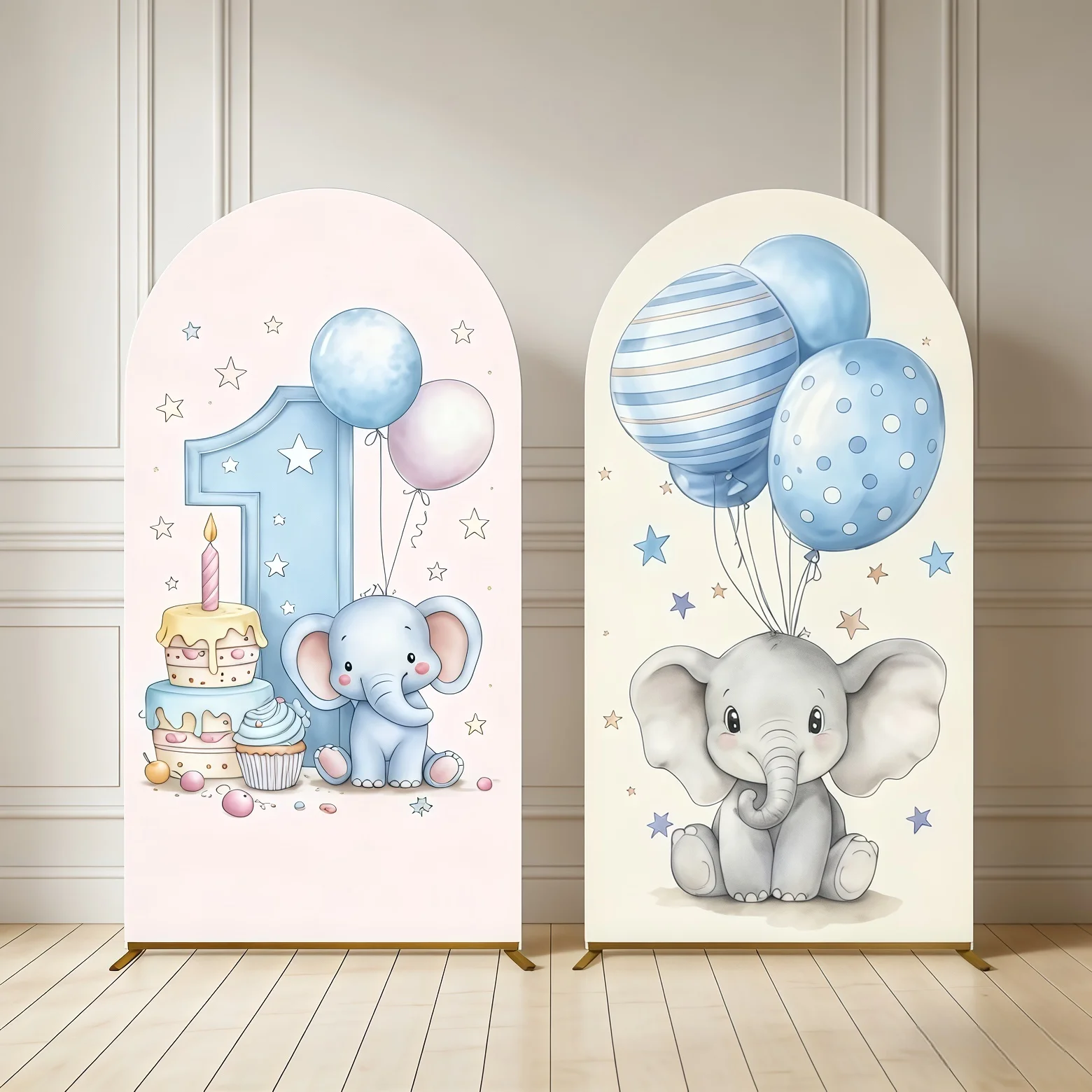 Gender Reveal Arch Cover Backdrop Elephants Girl Or Boy Theme Pink&Blue Balloons Photo Background Baby Shower Celebration Decor
