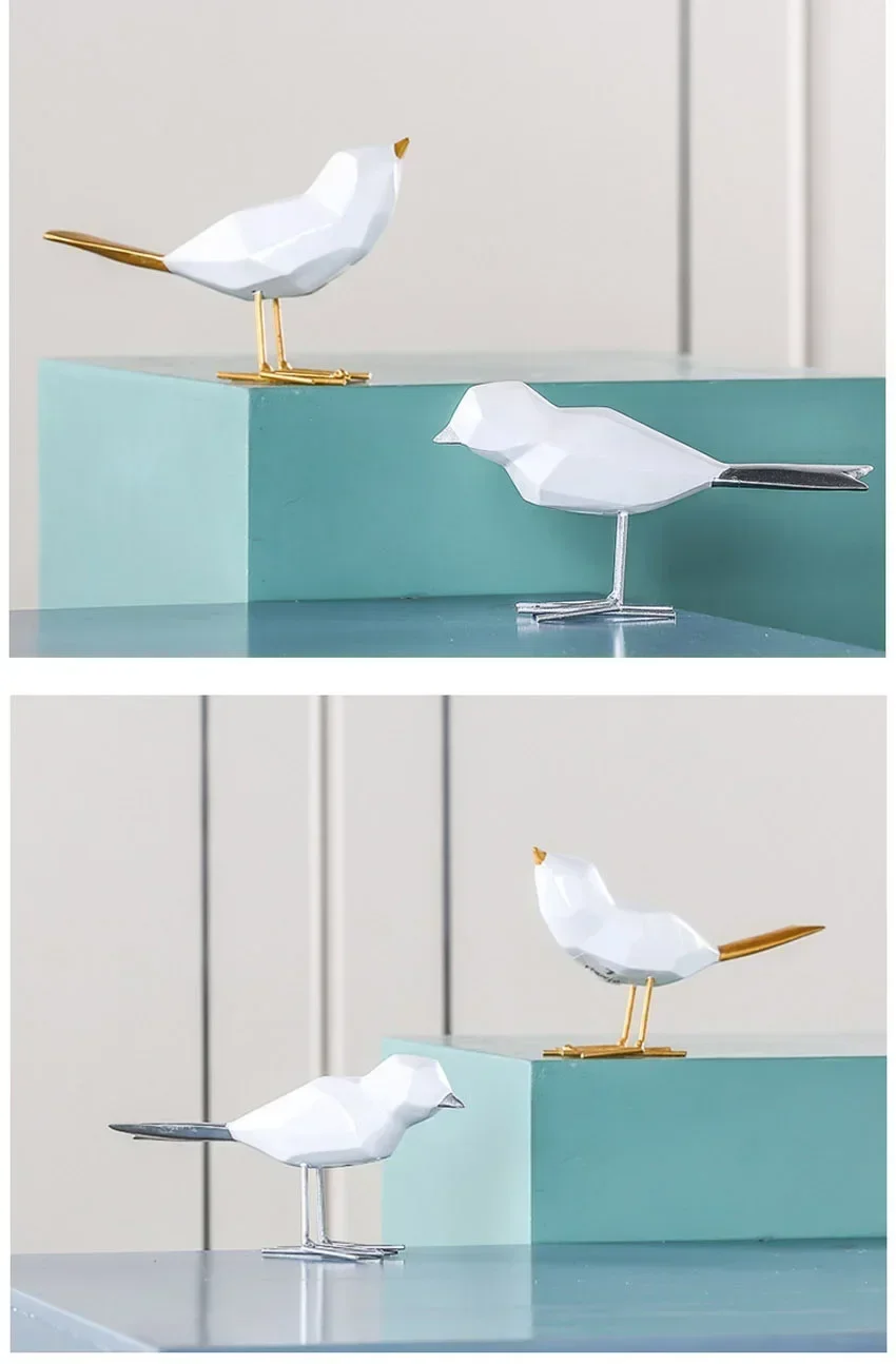 Harz niedlichen Vogel Figur europäische Ornamente geometrische Origami Tier Statue Home Office Vogel Skulptur abstrakte Wohnkultur – Detail 2