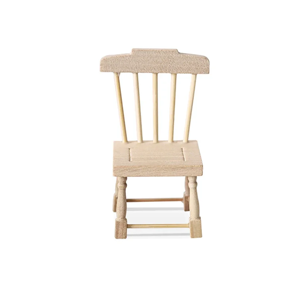 1/12 Dollhouse Miniature Accessories Mini Wooden Chair Model Simulation Stool Furniture Toys for Doll House Decoration