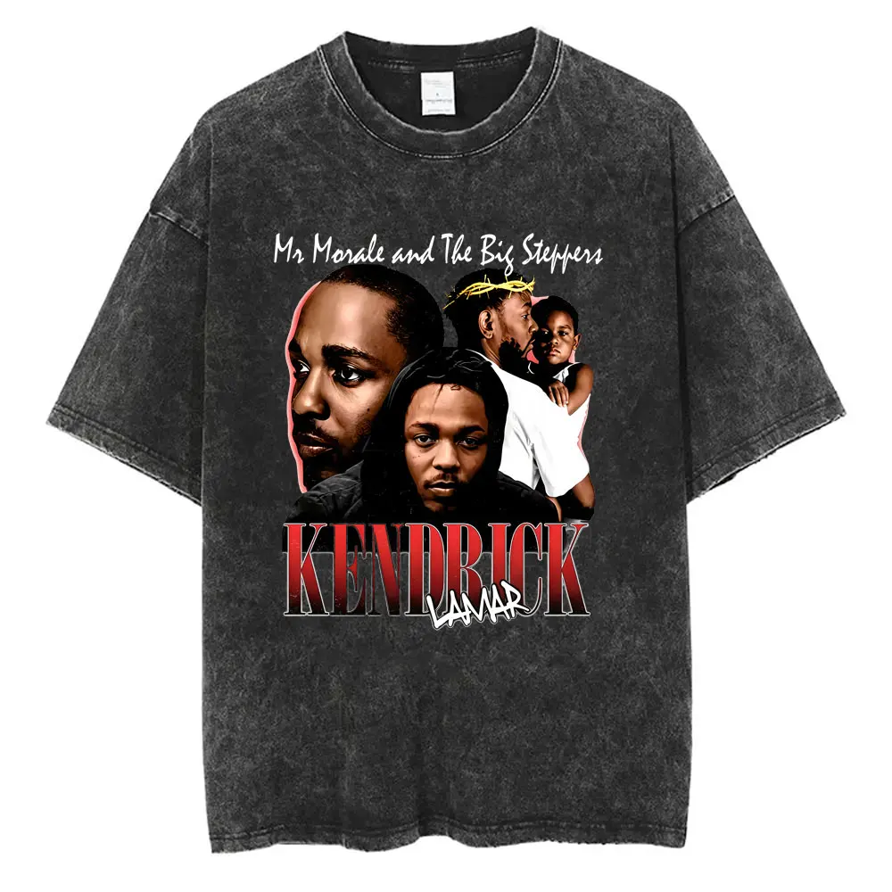 Rapper Kendrick Lamar Mr Morale & The Big Steppers Washed Vintage T-shirt Men Women Hip Hop Fashion Oversized T Shirt Streetwear