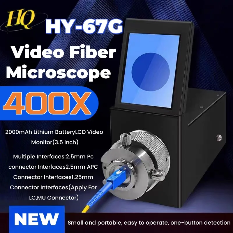 

HY-67 Mini Video Optical Fiber Microscope Rechargeable 400X Micro Video Fiber End Face Detector 2000mAh Long Standby Mode