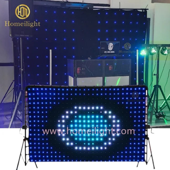Homei DJ Disco LED Backdrop P18cm Video Curtain  RGB Full Color Curtain Led for  Party Night Club