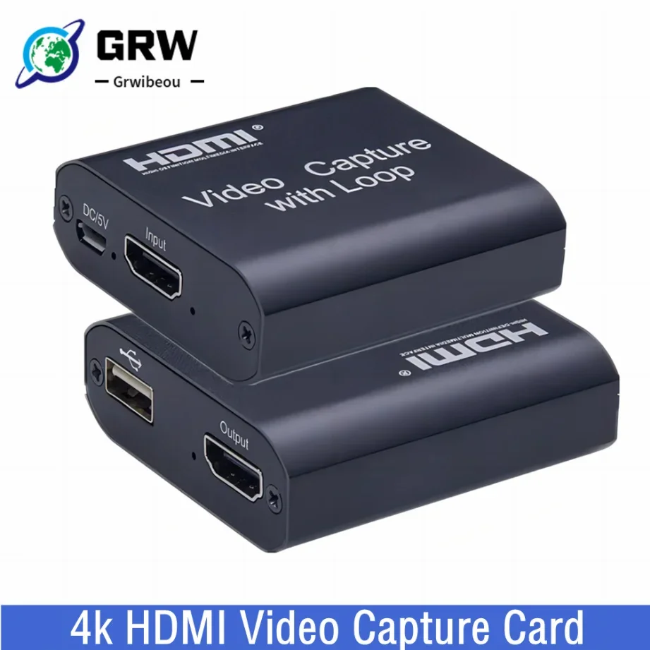 

Grwibeou 1080P 4K HDMI-compatble to USB 2.0 Video Capture Card Board For Game Record Live Streaming Broadcast TV Local Loop