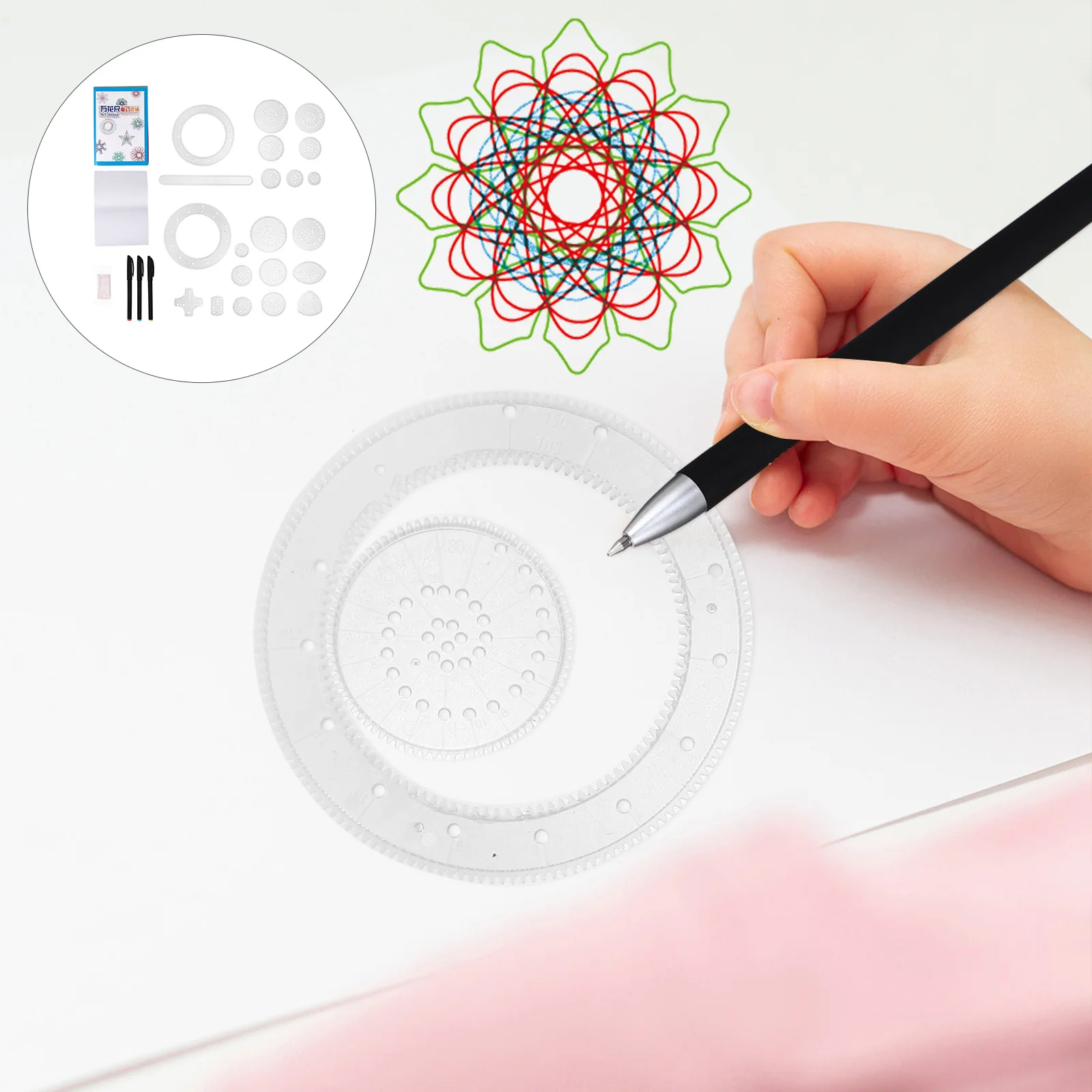 28pcs Curve Ruler Drawing Set Art Template For Spiral Designs Interlocking Gears Painting Kit Educational Drawing Multi-Function