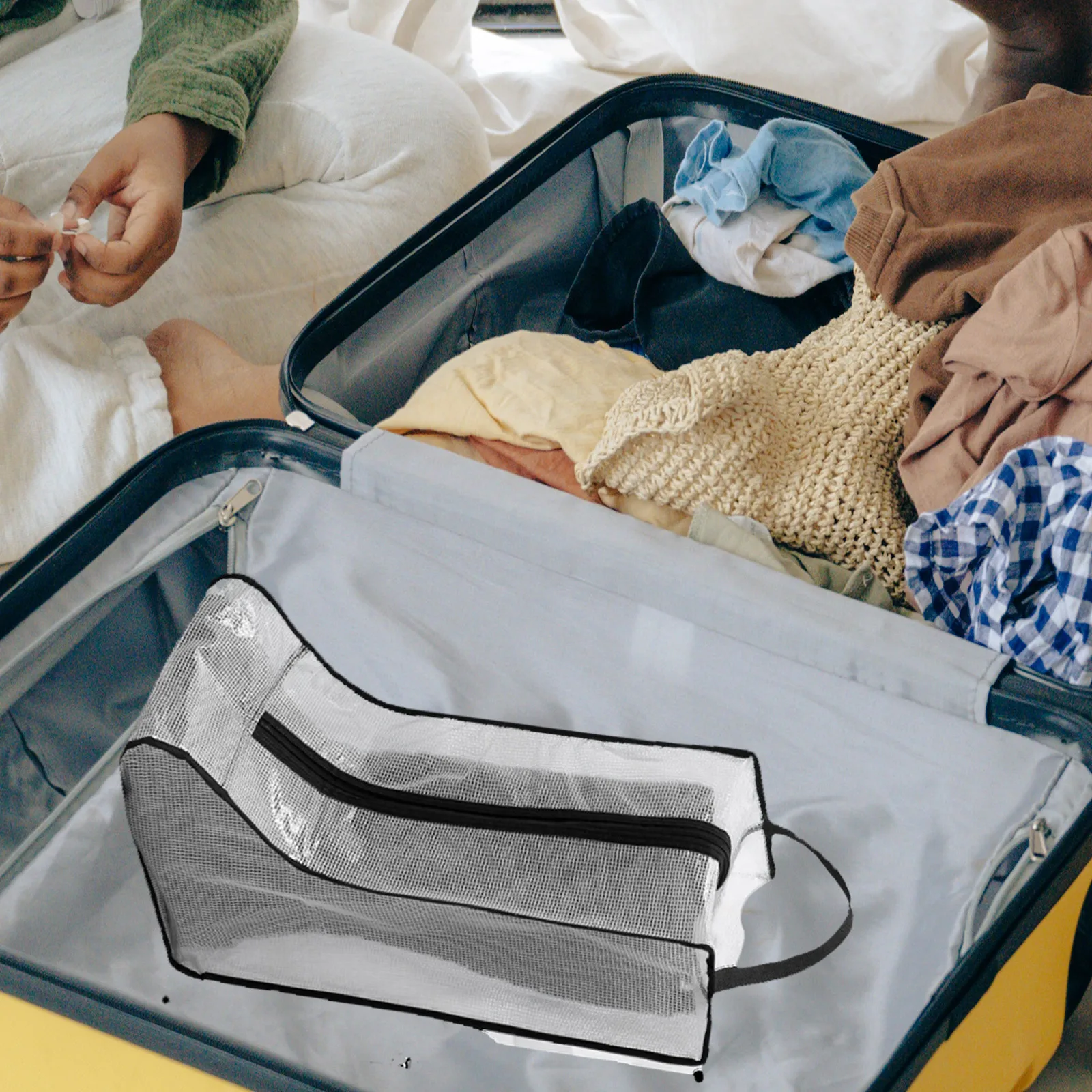 

2 Pieces Long Boots Storage Bag Black Edge Long Waterproof Dustproof Travel Shoe ganizer Pouch For Wardrobe Tidying