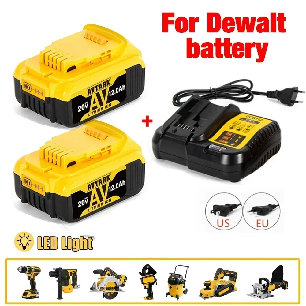 Batería de litio de repuesto para Dewalt DCB200, 20V, 12000mAh, 18V, DCB184, DCB200, DCB182, DCB180, DCB181, DCB182, DCB201, DCB20