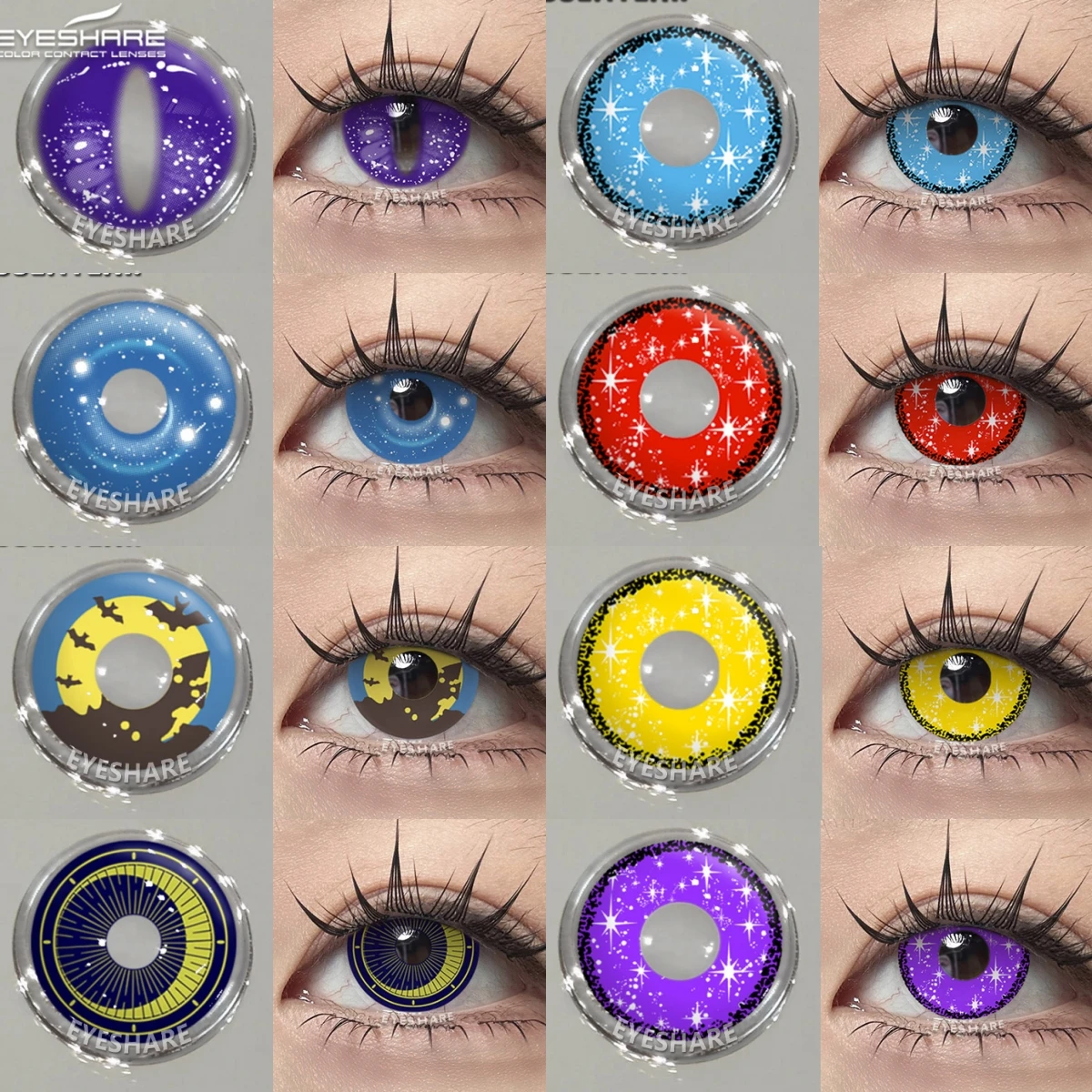 EYESHARE 1 Paar farbige Halloween-Kontaktlinsen, Anime-Augenzubehör, Halloween-Kontaktlinsen, gelbe Farblinse, Augen-Make-up