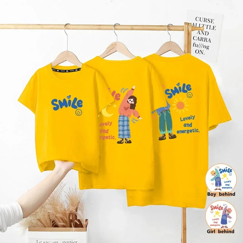 Father Mother Daughter Son Kids Clothes Baby Outfits Fashion Cartoon T-shirt Summer Mom Dad and Me Family Look Matching Outfits