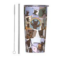 Mr Beans Tumbler Teddy Bear Hot Drinks Water Bottle Leakproof Stainless Steel Coffee Mug Design Travel Mugs Cup