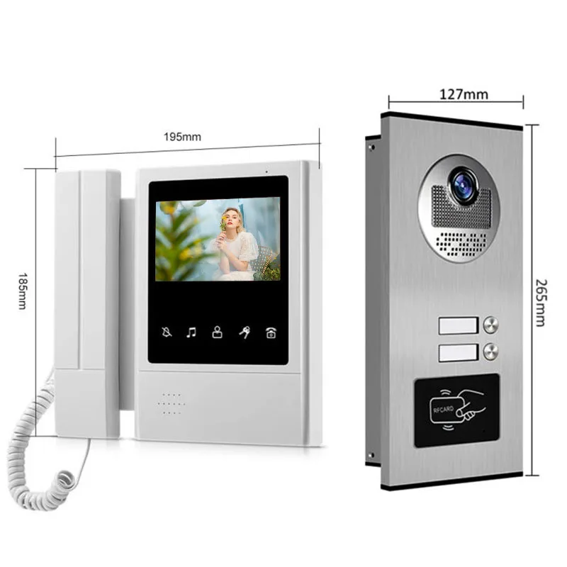 4.3\'\' TFT Wired Video Intercom System RFID Camera with 2/3/4 Monitor Doorphone for Multi Apartment Security EM Key Unlock