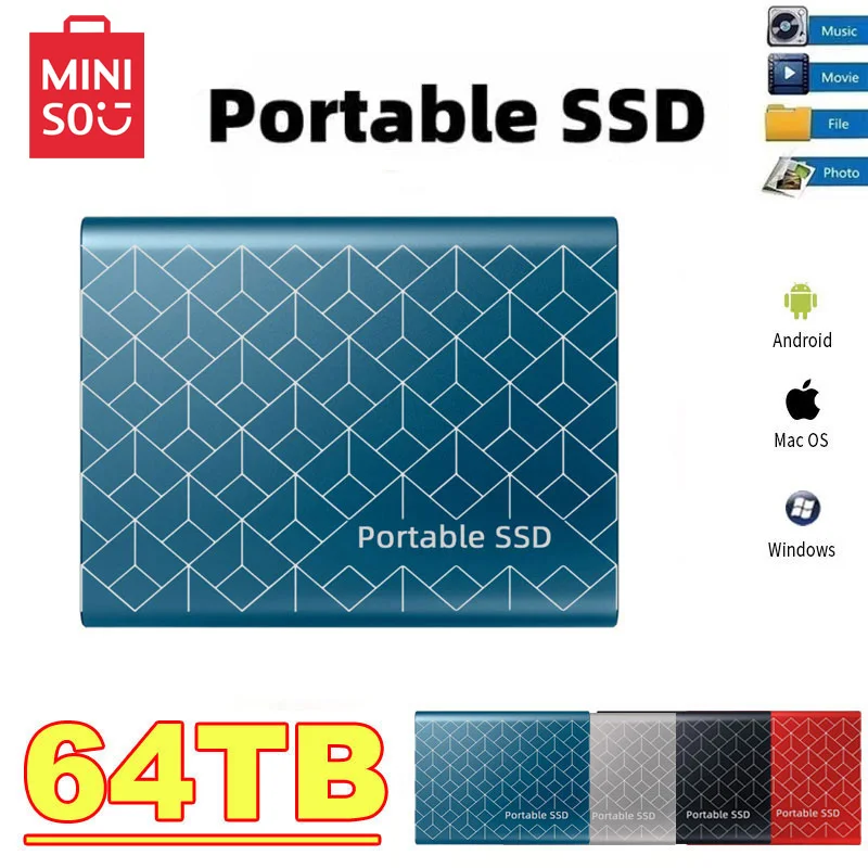 portatil ssd externo solid state drive disco rigido de alta velocidade dispositivo de armazenamento para laptops desktop mac telefone usb 31 tipo c 1tb 2tb 01