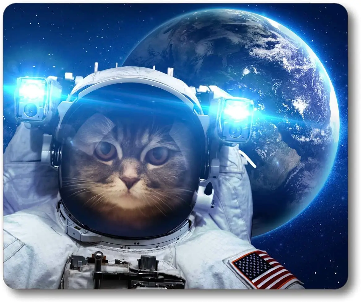 Non Slip Mouse Pad for Office,Astronaut Cat Nebula Galaxy Outer Space Mouse Pad