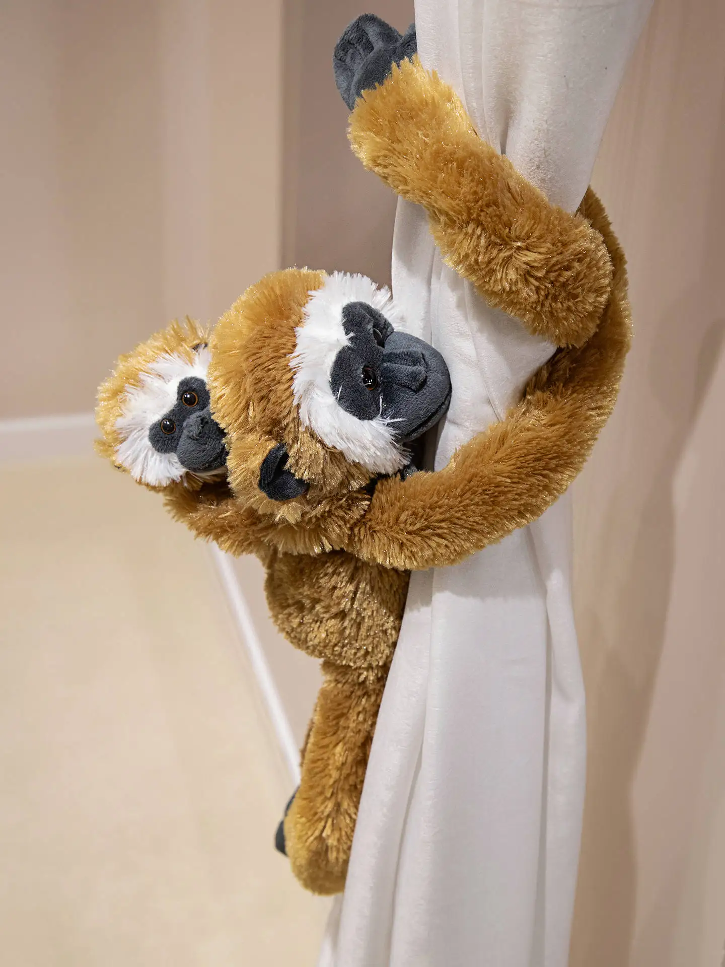 50 سنتيمتر الذراع الطويلة تعليق سلسلة الغوريلا الكسل ليمور ألعاب من نسيج مخملي لطيف الأم والطفل الحيوان سلسلة لعبة هدية عيد الديكور