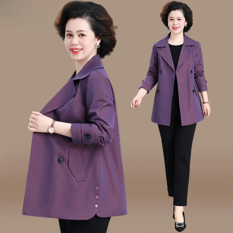 

Ele Mid-Length Jaet Spring Faion for Middle-Aged Women Korean Sle Collar Single Button Casual Loose Fit Coat