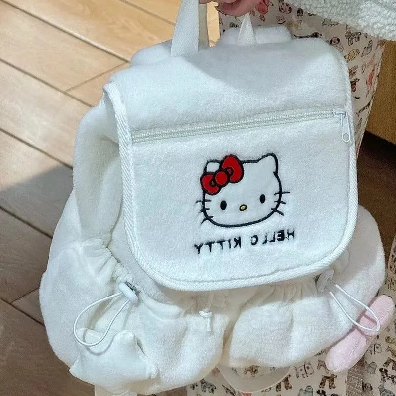 Nuevo producto transfronterizo, mochila bonita de gran capacidad con diseño de perro Kitty Yugui, bonita mochila con tapa para salir, mochila de felpa