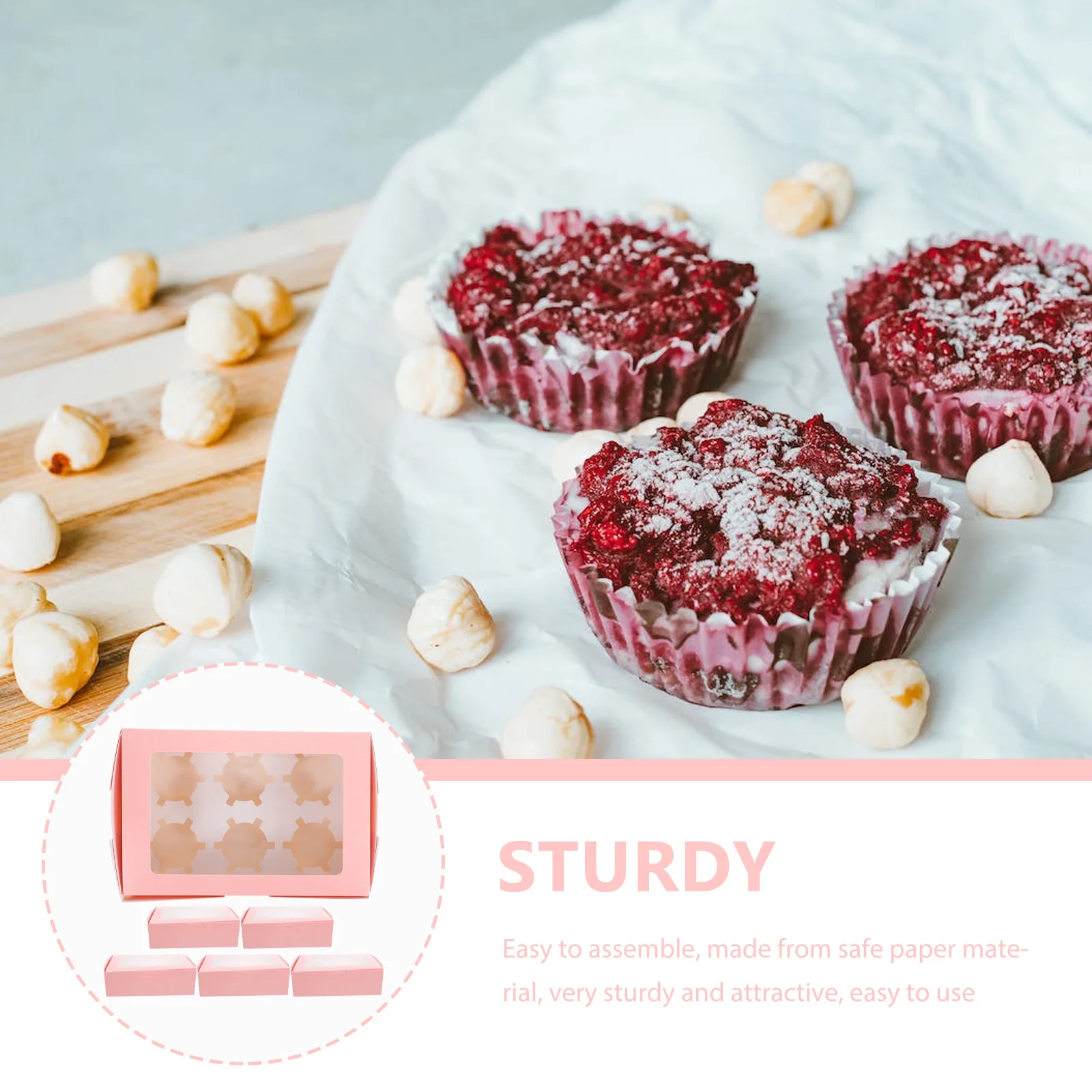 

6 Pcs Cake Packaging Boxes Sturdy Safe Paper Portable Baking Box Cupcake Containers Bulk Gift Small Chocolate Case Wedding
