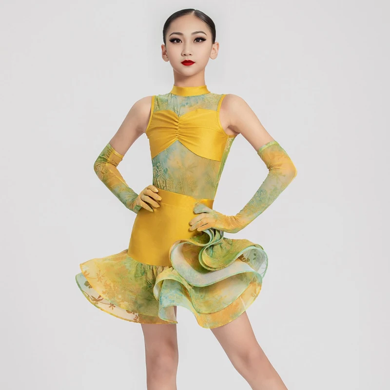 Vêtements de danse Salsa Samba pour enfants, vêtements professionnels de danse latine Standard National pour filles, Costume de spectacle de danse