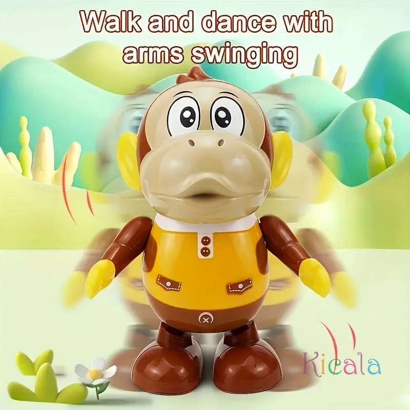 Swinging Monkey Head Shaking Interactive Dancing Toy Preschool Learning Educational Along Animal Toy with Lights Music Kids Gift