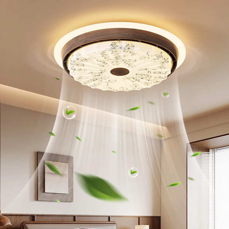 Song's Aesthetic Leafless Fan Light Middle Ancient Style Bedroom Light Minimalist Walnut Color Eye Protection Room Ceiling Light