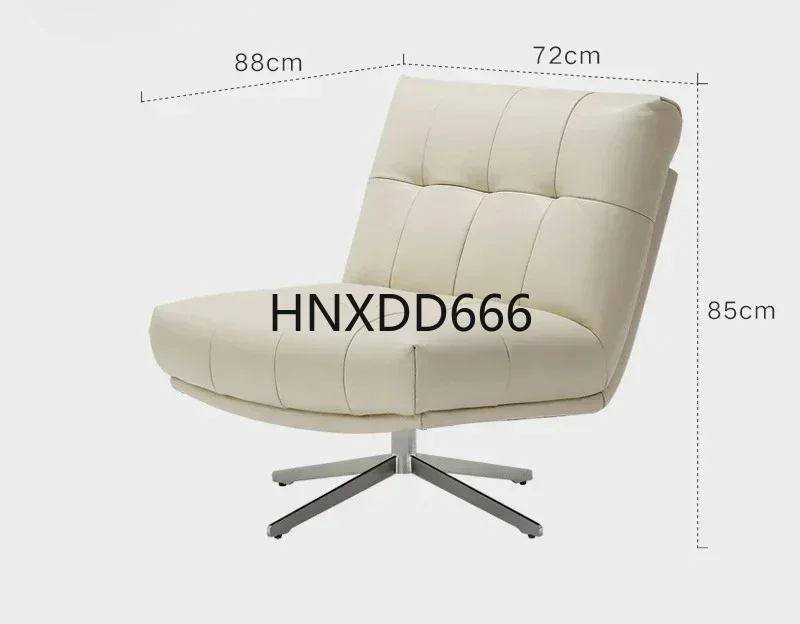 Nordic medieval retro rotatable leather stainless steel single sofa leisure swivel chair advanced sense