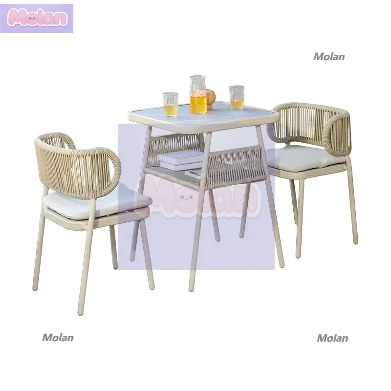 

Balcony small table and chair three-piece combination leisure rattan chair one table and two chairs creative reading outdoor cou