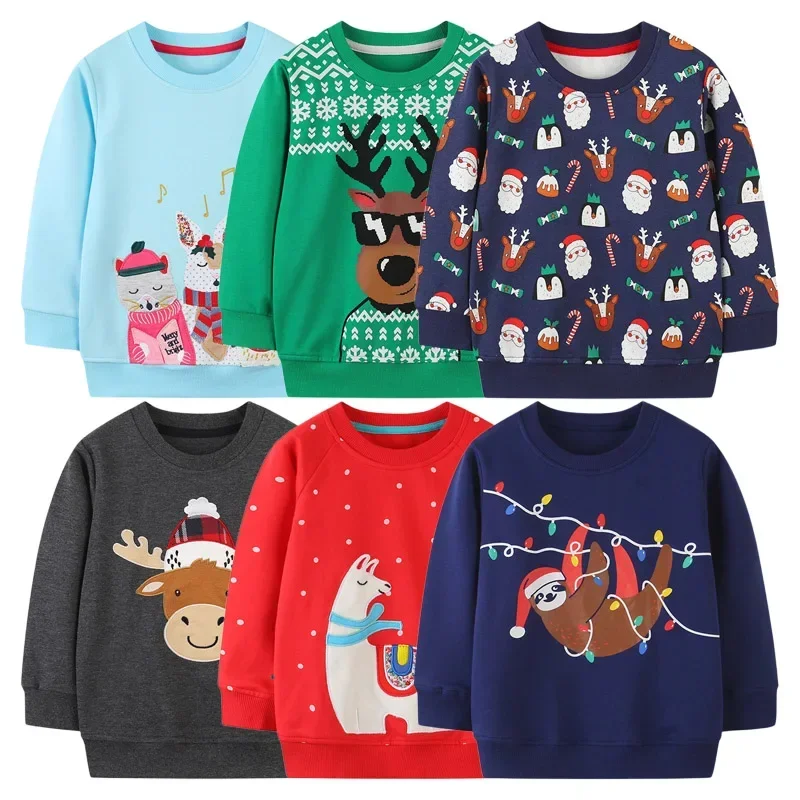 2024 Winter Weihnachten Sweatshirts Für Jungen Mädchen Santa Claus Elch Jumper Top Kinder Mode Langarm Pullover Kinder Hoodi MN3