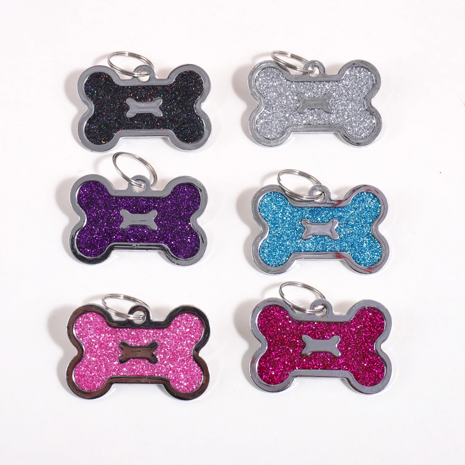 Glitter Custom Text Dog Tags Customized Name Dog ID Tag Laser Engraving Text Number Collar Pendant Personalized Name Pets ID Tag