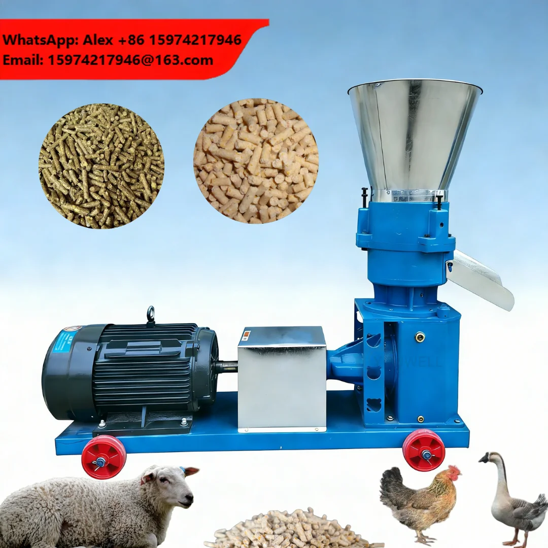 High-Efficiency Feed Pellet Machine 7.5 KW Motor Processes Grains Straw For Poultry Livestock High Productivity Animal Feed