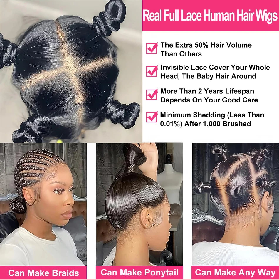 360 Full HD Straight Lace Frontal Perücken 250 Dichte 100 % echte Vollhaarperücke Brasilianische vorgezupfte Lace Front Echthaarperücke