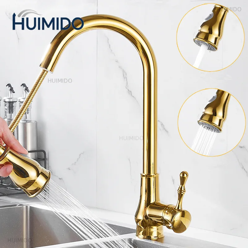 Gold Kitchen Faucet Black Sink Faucet Mixer Tap 360 degree rotation torneira cozinha mixer taps Kitchen Tap