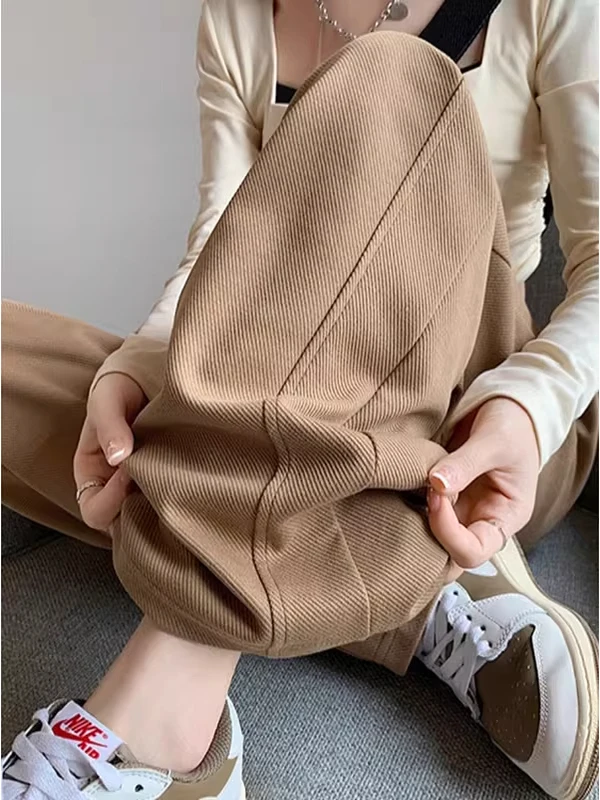 파이온 하이웨이스트 드레이프드 루즈 스트레이트 캐주얼 스웨트팬츠 가을 신상 여성 디자인 2025 봄 출퇴근 슬레