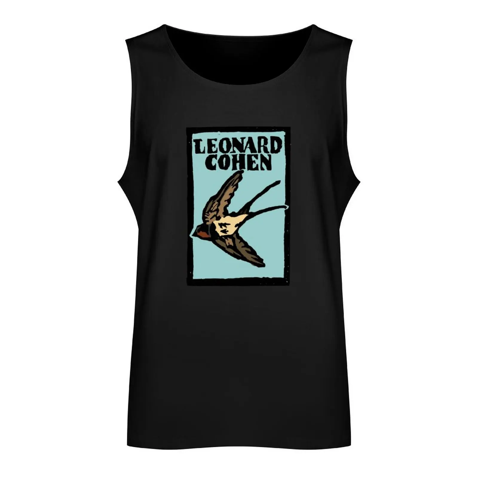 Leonard Cohen Swallow linocut illustrations Tank Top Muscle fit muscular man