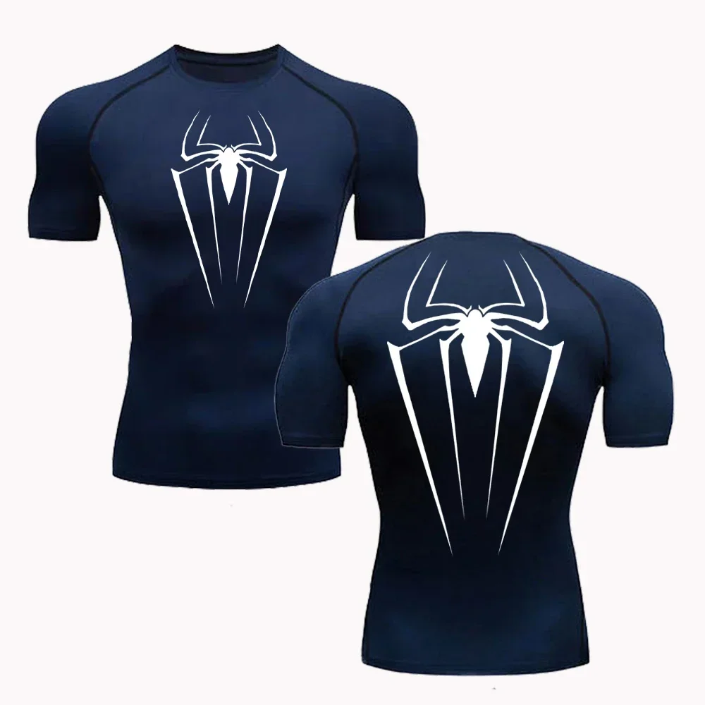 Lauftraining Sportbekleidung Dünnes, schnell trocknendes T-Shirt Kompressions-Sonnenschutzhemd Fitnessstudio Workout Bodybuilding Kurzarm