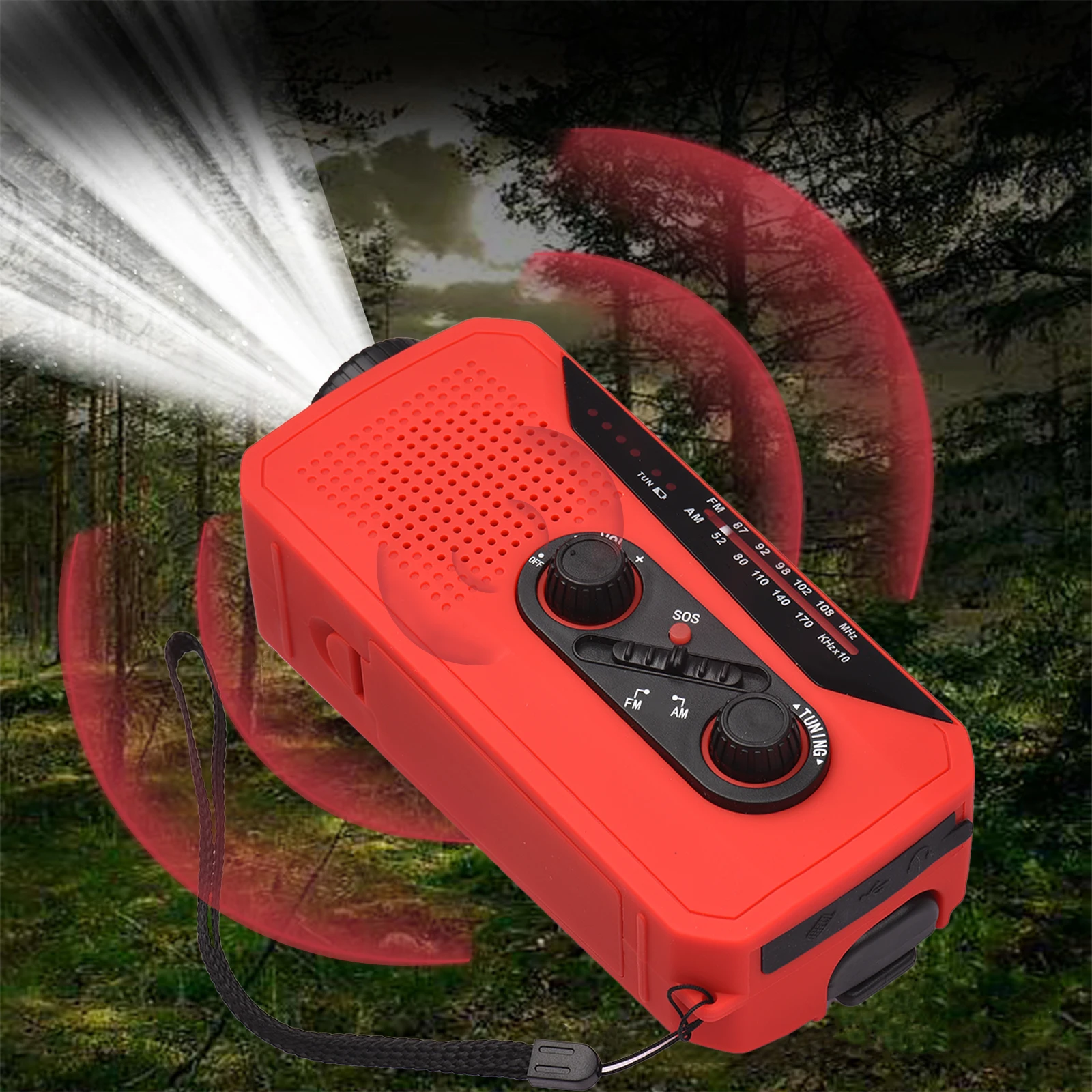 يختتم راديو الطاقة الشمسية في حالات الطوارئ راديو بالطاقة الشمسية كرنك بالطاقة مع بطارية قابلة للشحن SOS إنذار AM/FM/WB مصباح يدوي مشرق