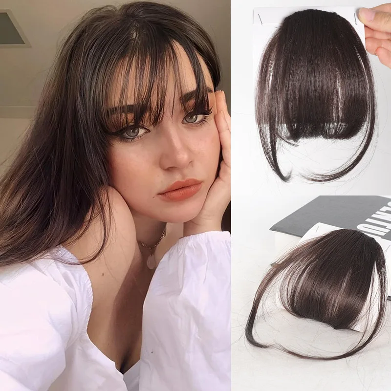 Synthetische Clip-in-Ponyfransen mit Seitensträhnen, Haarteile, künstliche Pony-Extensions für Frauen – Detail 15