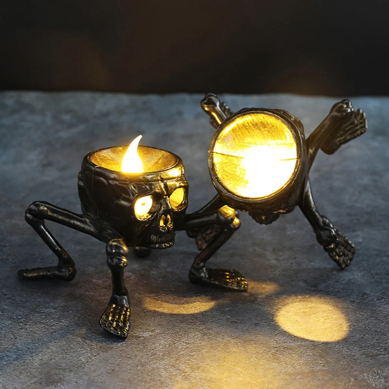 Halloween Atmosphere  Candles Electric LED Leg Skull Lights Flickering Flameless Candles Room Decoration Small Night Lights