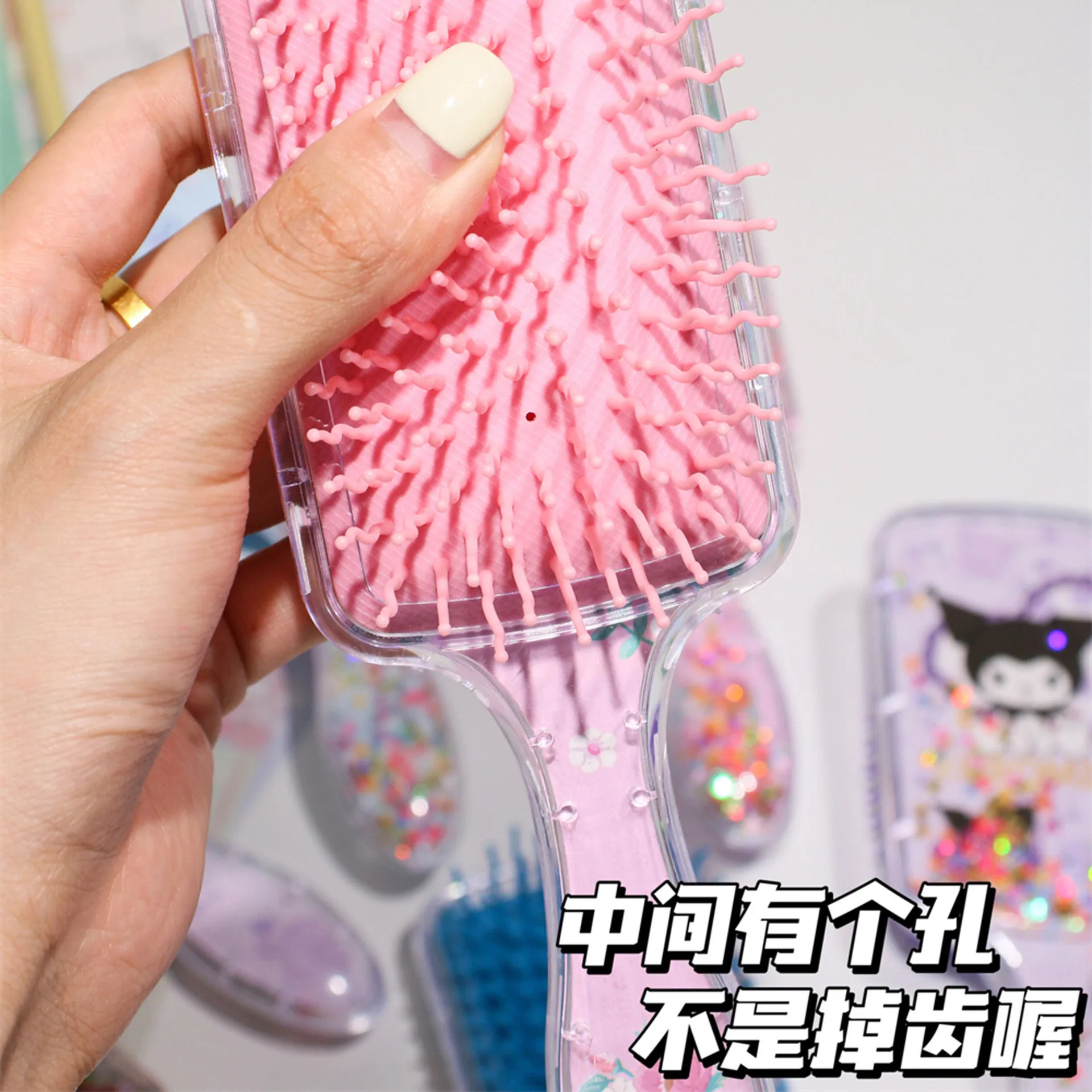 Peine con cojín de aire Kawaii SanrioMy Melody Kuromi, bonito peine de masaje portátil, animación de dibujos animados, bonito peine para niñas, regalo para estudiantes