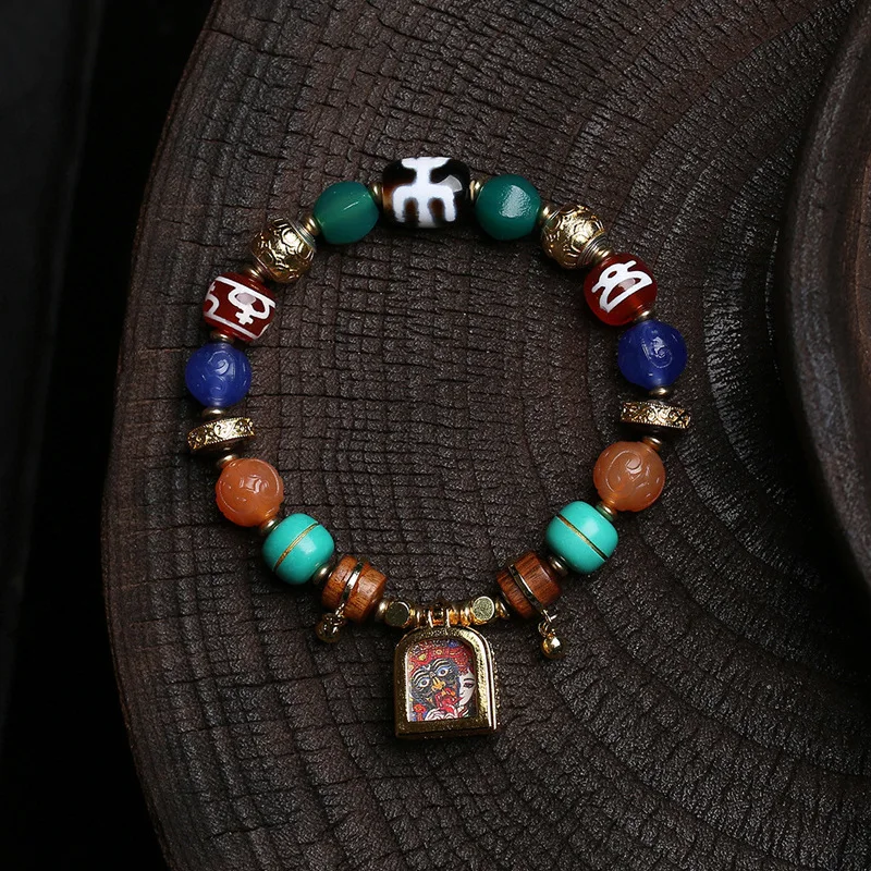 

Tibetan-Style Pendant Multi-Treasure Bracelet Bottle-Shaped Tianzu Beads Green Agate, Sandalwood, Turquoise Bead Bracelet